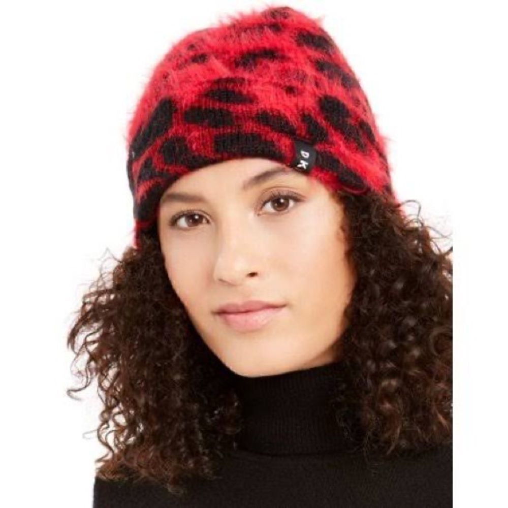 DKNY eyelash animal printed beanie hat